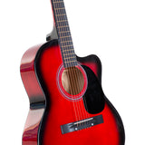 Karrera 40-Inch Acoustic Guitar with Cutaway Design - Vibrant Red