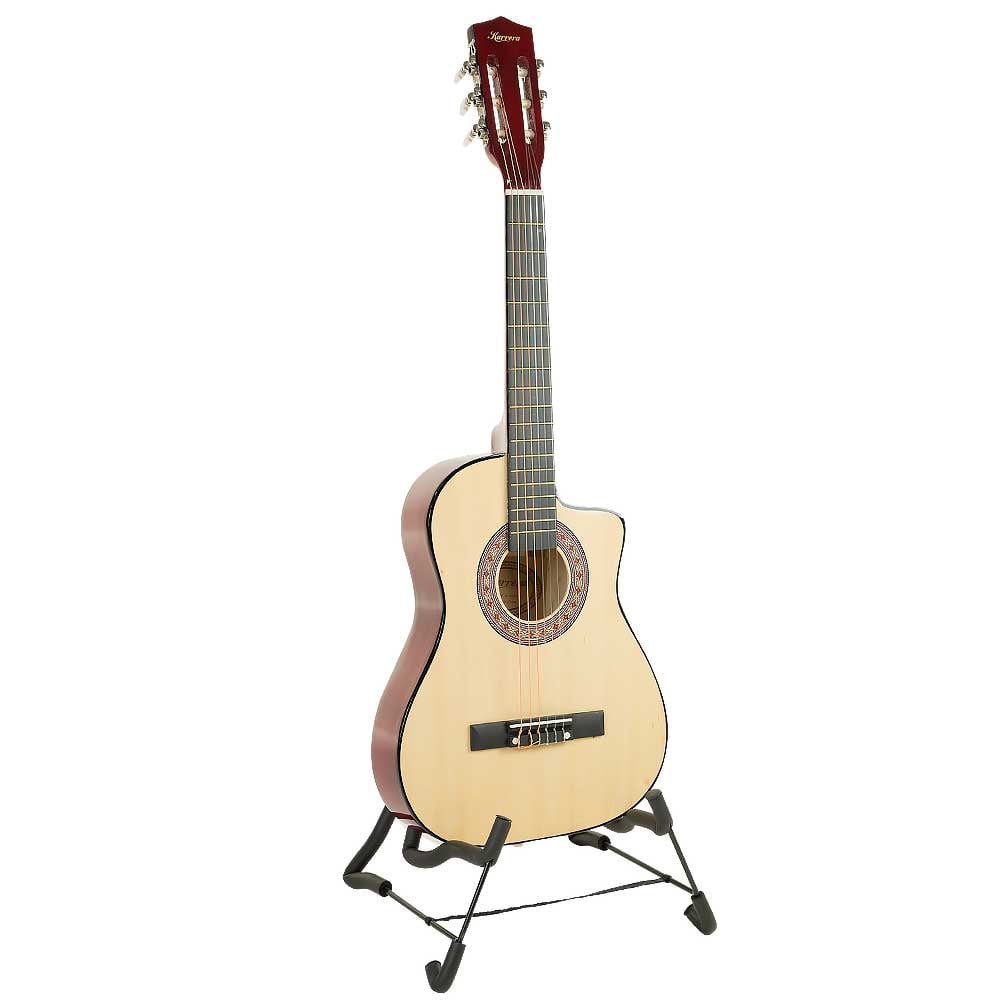 Karrera 38-Inch Cutaway Acoustic Guitar Bundle with Weatherproof Bag - Natural Finish