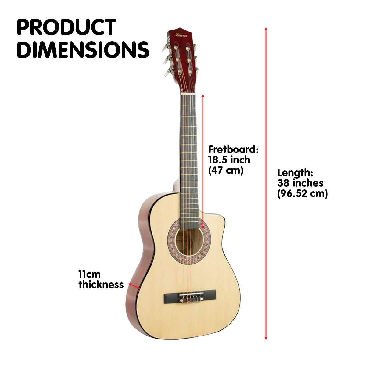 Karrera 38-Inch Cutaway Acoustic Guitar Bundle with Weatherproof Bag - Natural Finish