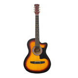 Karrera 38in Cutaway Acoustic Guitar Starter Kit with Bag and Accessories - Sunburst Finish