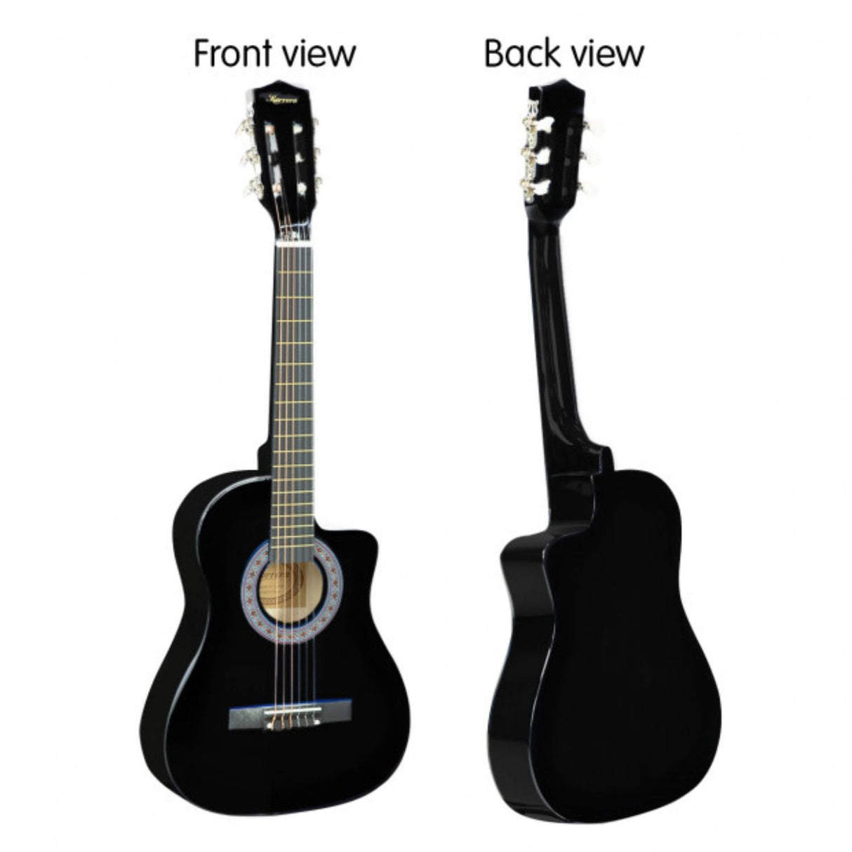 Karrera 38-Inch Premium Cutaway Acoustic Guitar Bundle with Accessories - Black