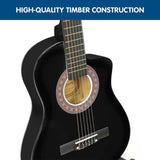 Karrera 38-Inch Premium Cutaway Acoustic Guitar Bundle with Accessories - Black