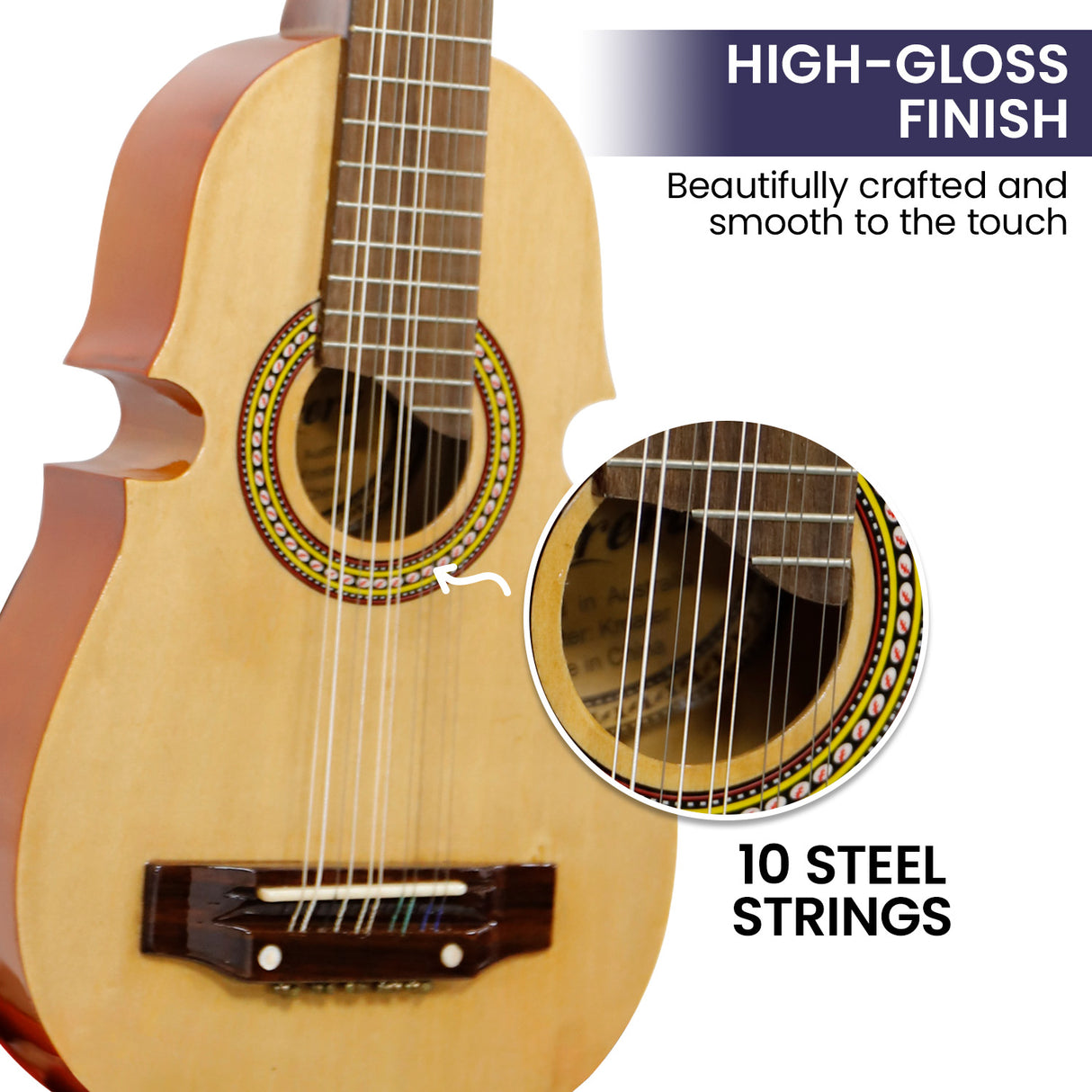 Karrera 25-Inch Puerto Rican Cuatro Guitar - Glossy Natural Finish