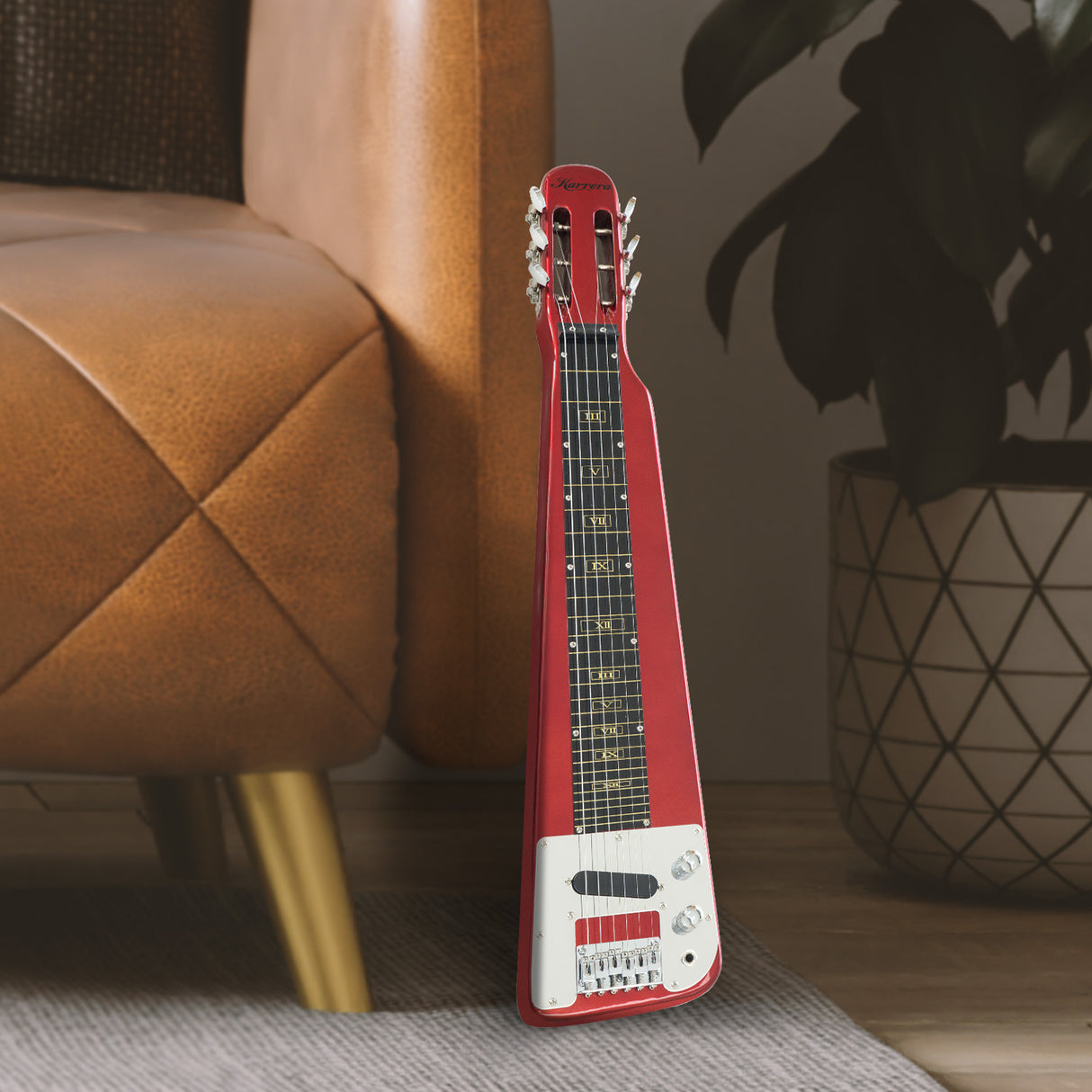 Karrera Metallic Red 6-String Electric Lap Steel Guitar