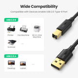 UGREEN 5m USB 2.0 A to B Male Printer Cable (Black) - Model 10352 - Front View