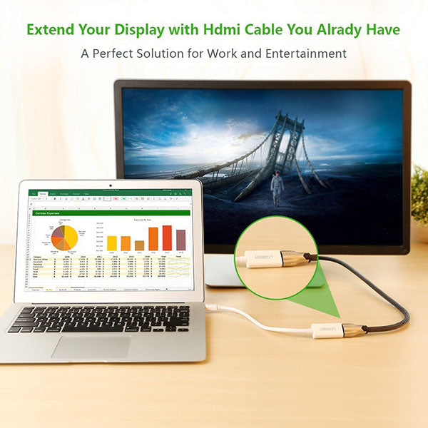 UGREEN 18CM Mini DisplayPort to HDMI Female Converter Cable (Model 10460)