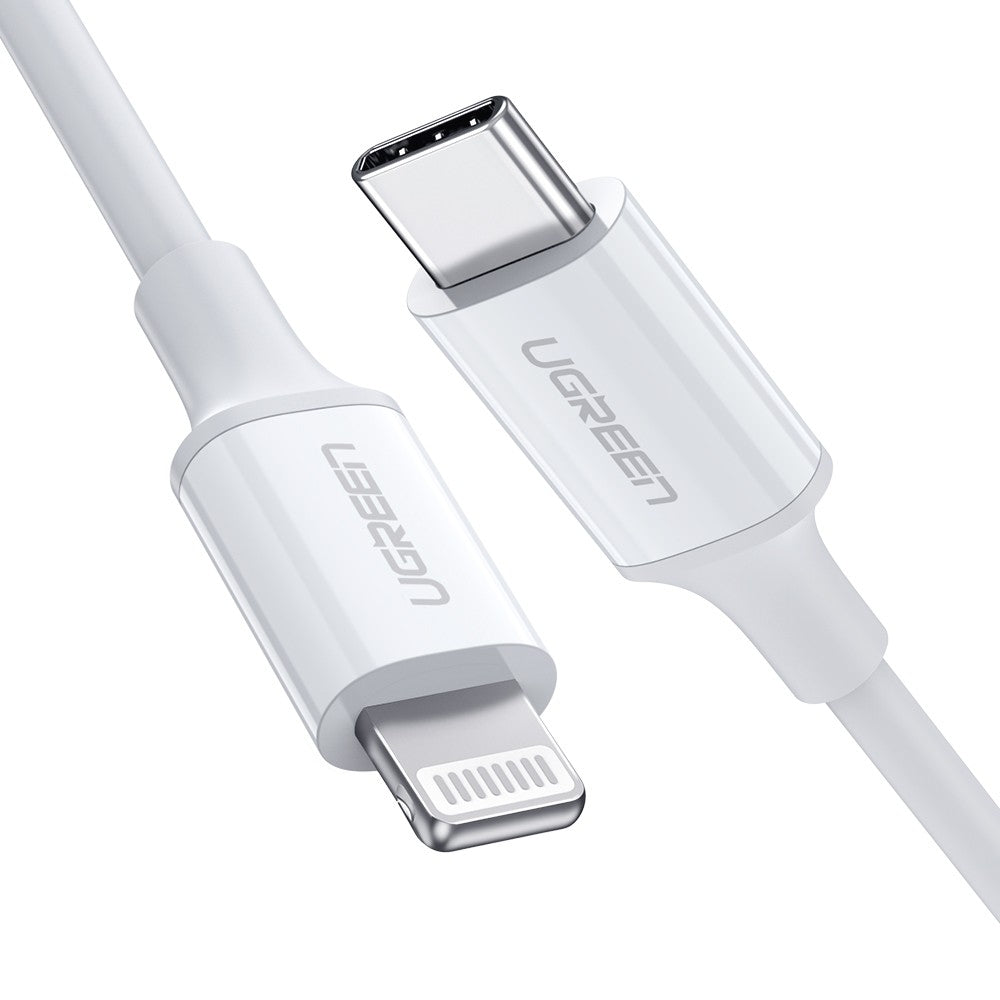 UGREEN 1M Type-C to MFi Lightning Charger Cable with Rubber Shell - Fast Charging Compatible with iPhone