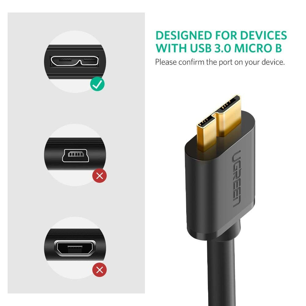 UGREEN 0.5M USB 3.0 A to Micro-B Cable - Fast Data Transfer and Charging - Black