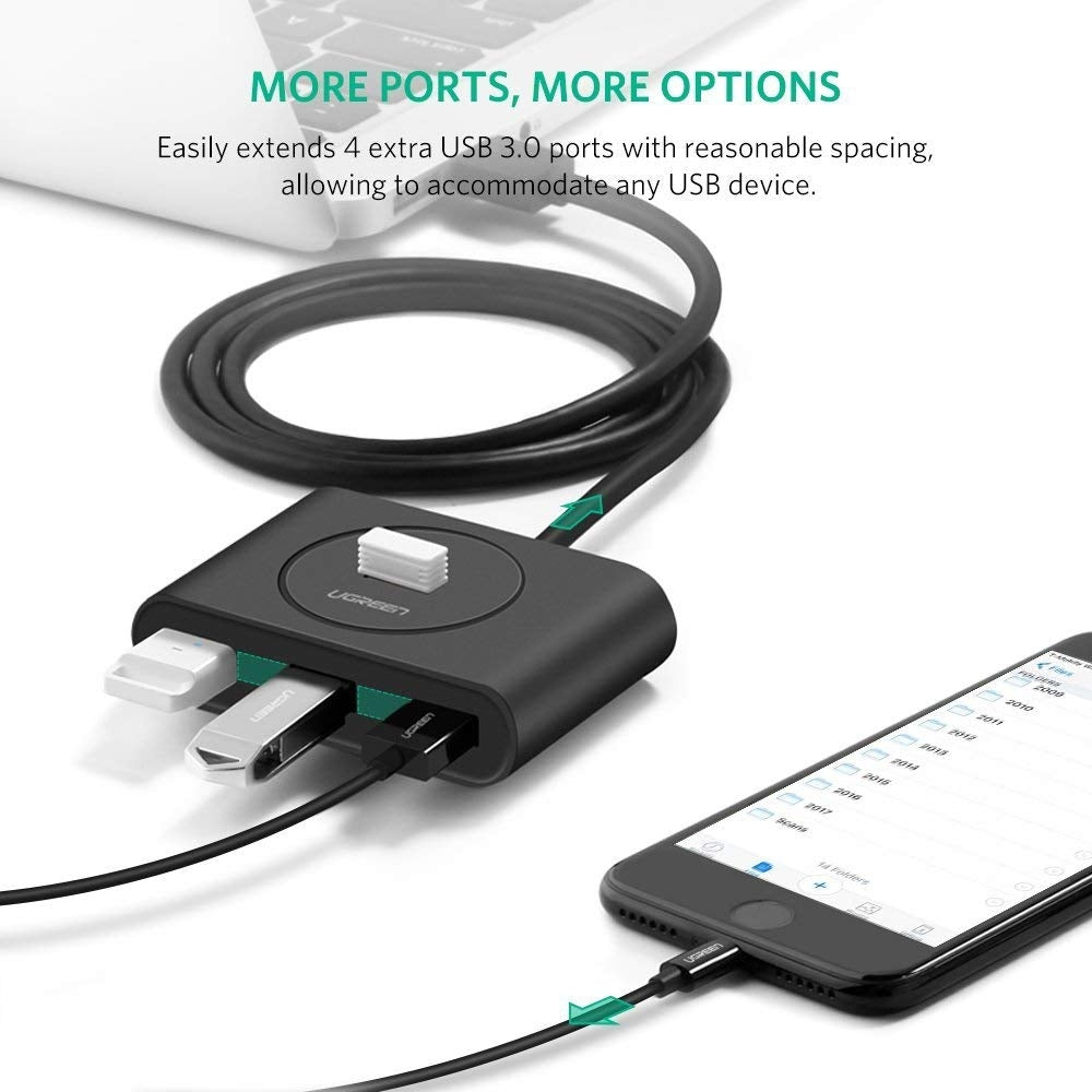 UGREEN 4-Port USB 3.0 Hub - 50CM Black (Model 20290)