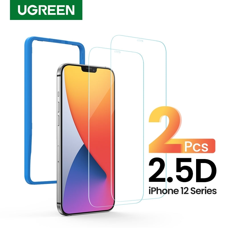 UGREEN 20337 2.5D Full Coverage Tempered Glass Screen Protector for iPhone 12/6.1" - Twin Pack