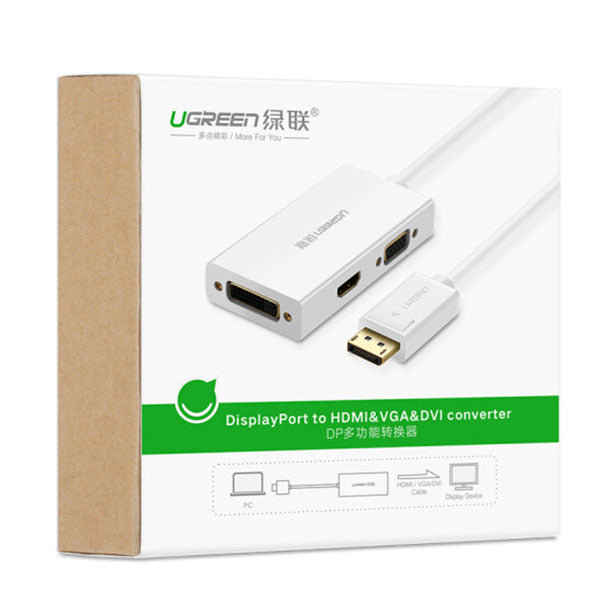 UGREEN DisplayPort to HDMI/VGA/DVI Adapter - White (20419)