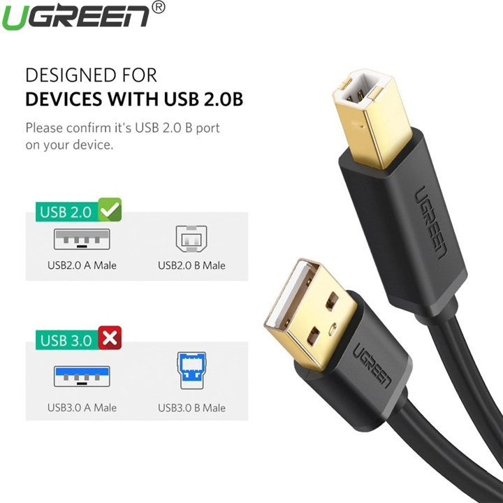 UGREEN 20847 2M USB 2.0 A to B Printer Cable for High-Speed Data Transfer