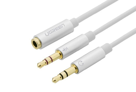 UGREEN 3.5mm Female to Dual Male Audio Splitter Adapter - White (Model 20897)