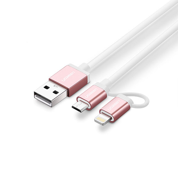 UGREEN 1.5M Dual-Use Micro-USB and MFI Certified iPhone Charging Cable (30471)