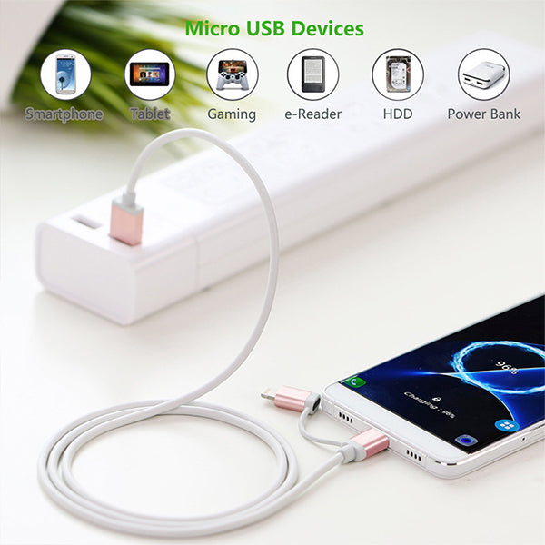 UGREEN 1.5M Dual-Use Micro-USB and MFI Certified iPhone Charging Cable (30471)