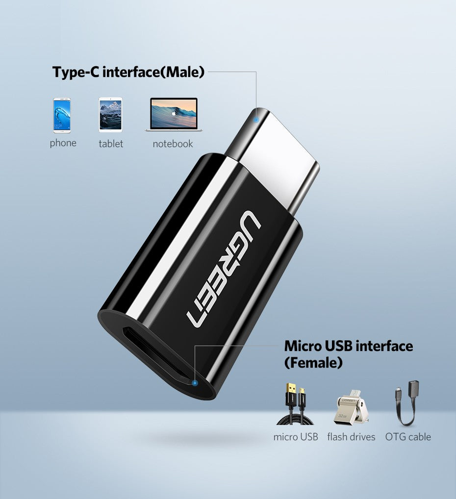 UGREEN USB 3.1 Type-C to Micro USB Converter - Black (30865)