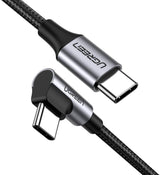 UGREEN 90-Degree USB-C to USB2.0 Cable with Aluminum Shell - 1m (Gray Black) 50123