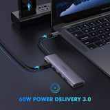 UGREEN 5-in-1 USB-C Hub with 4K HDMI, Triple USB 3.0, and Power Delivery Charging (50209)