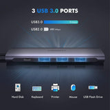 UGREEN 5-in-1 USB-C Hub with 4K HDMI, Triple USB 3.0, and Power Delivery Charging (50209)