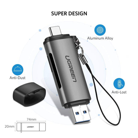 UGREEN 2-in-1 USB 3.0 & USB-C SD/TF Card Reader 50706