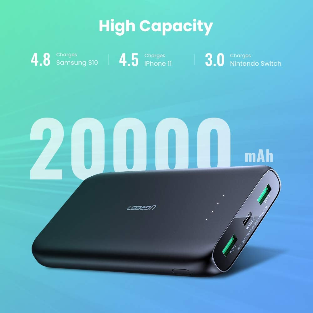 UGREEN 20000mAh Fast Charge PD Power Bank - Black 60423