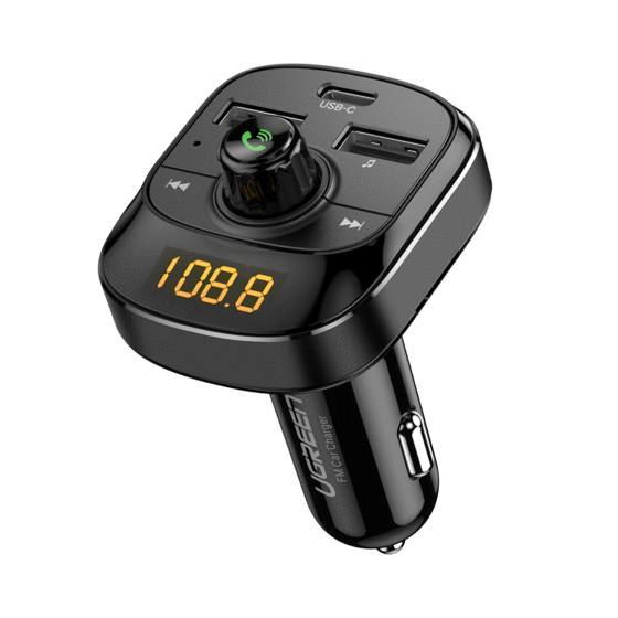 Ugreen 70717 Bluetooth 5.0 Car FM Transmitter with Fast Charging and Hi-Fi Sound