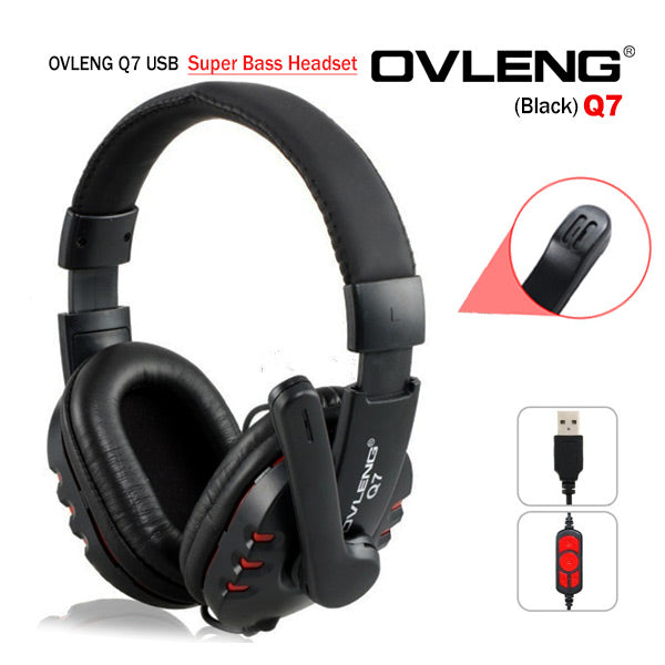 OVLENG Q7 USB Headphones with Microphone & Inline Volume Control