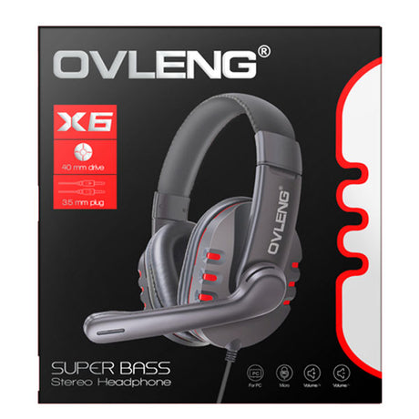 Ovleng X6 Gaming Headphones with Wired Stereo Sound and Microphone