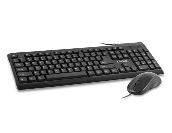 CLiPtec OFIZ-COMBO Spill-Resistant USB Keyboard and Mouse Set - Black