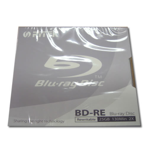 Ritek 25GB 2X Rewritable Blu-Ray BD-RE Disc in Jewel Case - 130 Minutes Capacity