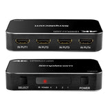 4-Port HDMI 2.0 Switch with Remote Control - 4K @60Hz UHD HDR Splitter and HDCP 2.2 Support