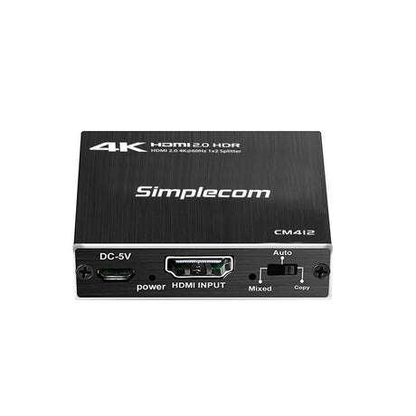 Simplecom CM412 4K HDMI 2.0 1x2 Splitter - Dual Output HDR10 Duplicator for Gaming and Streaming