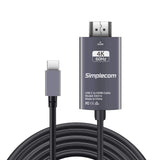 Simplecom DA312 2M USB-C to HDMI Cable - 4K@60Hz Aluminum HDCP Compliant