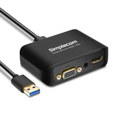 Simplecom DA326 USB 3.0 Multi-Display Adapter with HDMI, VGA, and 3.5mm Audio Output - Full HD 1080p