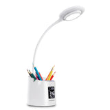 Rechargeable LED Desk Lamp with Multi-Function Clock and Pen Holder - Simplecom EL621