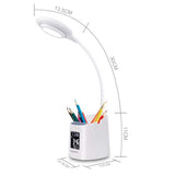 Rechargeable LED Desk Lamp with Multi-Function Clock and Pen Holder - Simplecom EL621