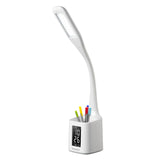 Elegant LED Desk Lamp with Flexible Neck, Pen Holder & Digital Display