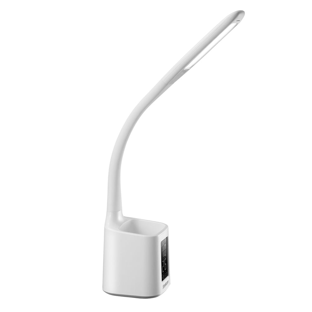 Elegant LED Desk Lamp with Flexible Neck, Pen Holder & Digital Display