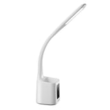 Elegant LED Desk Lamp with Flexible Neck, Pen Holder & Digital Display - Front View