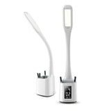 Elegant LED Desk Lamp with Flexible Neck, Pen Holder & Digital Display - Top-Down View