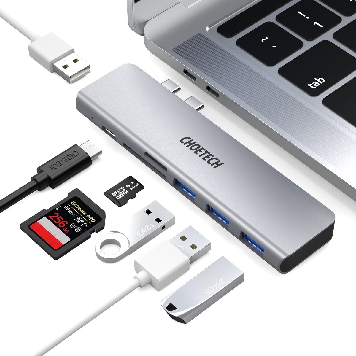 CHOETECH 7-in-1 USB Hub Adapter for MacBook Pro and Air