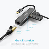 CHOETECH USB-C to Gigabit Ethernet Multiport Hub with 3 USB 3.0 Ports