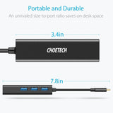 CHOETECH USB-C to Gigabit Ethernet Multiport Hub with 3 USB 3.0 Ports