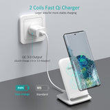 CHOETECH T555-F 15W Fast Wireless Charging Stand with AC Adapter (White)