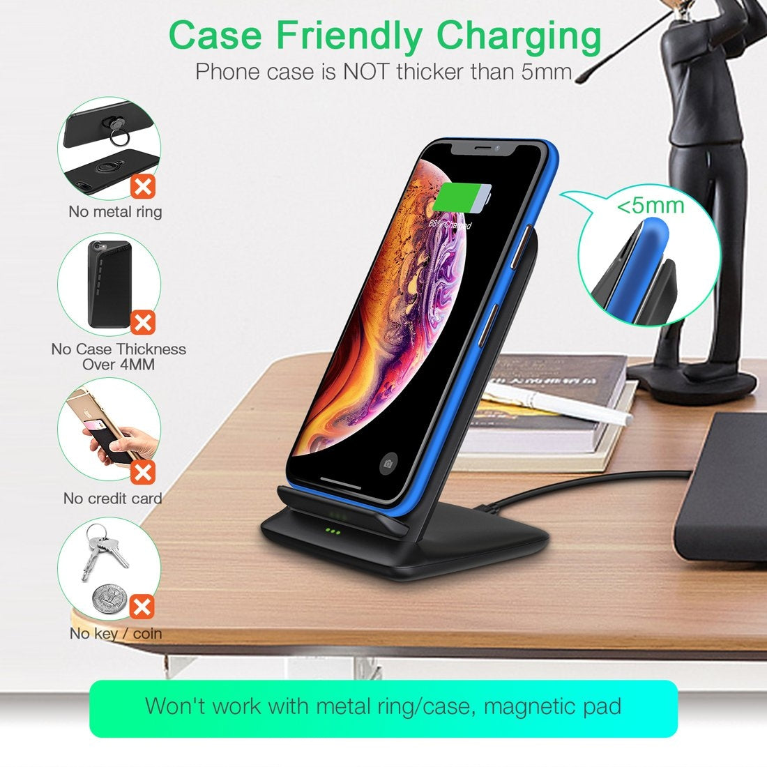 Choetech T555-S 10W Qi Wireless Charging Stand with Dual Coils