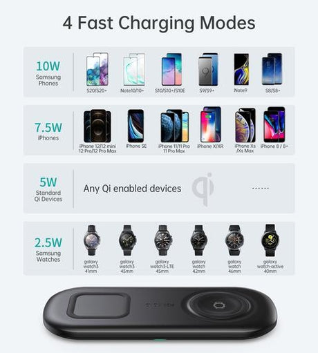 Choetech T570-S Dual Wireless Charging Station with 10W Fast Charge and Samsung Galaxy Watch Support