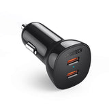 CHOETECH 36W Dual USB-C Fast Car Charger Adapter - Black