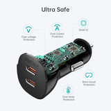 CHOETECH 36W Dual USB-C Fast Car Charger Adapter - Black