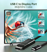 CHOETECH 8K USB-C to DisplayPort Cable - 1.8M, Two-Way Transmission, 30Hz Refresh Rate