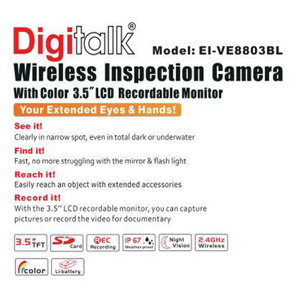 Wireless Endoscope Inspection Camera with LCD Monitor